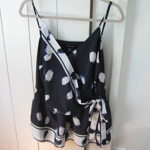 Navy Banana Republic Wrap Tie Blouse